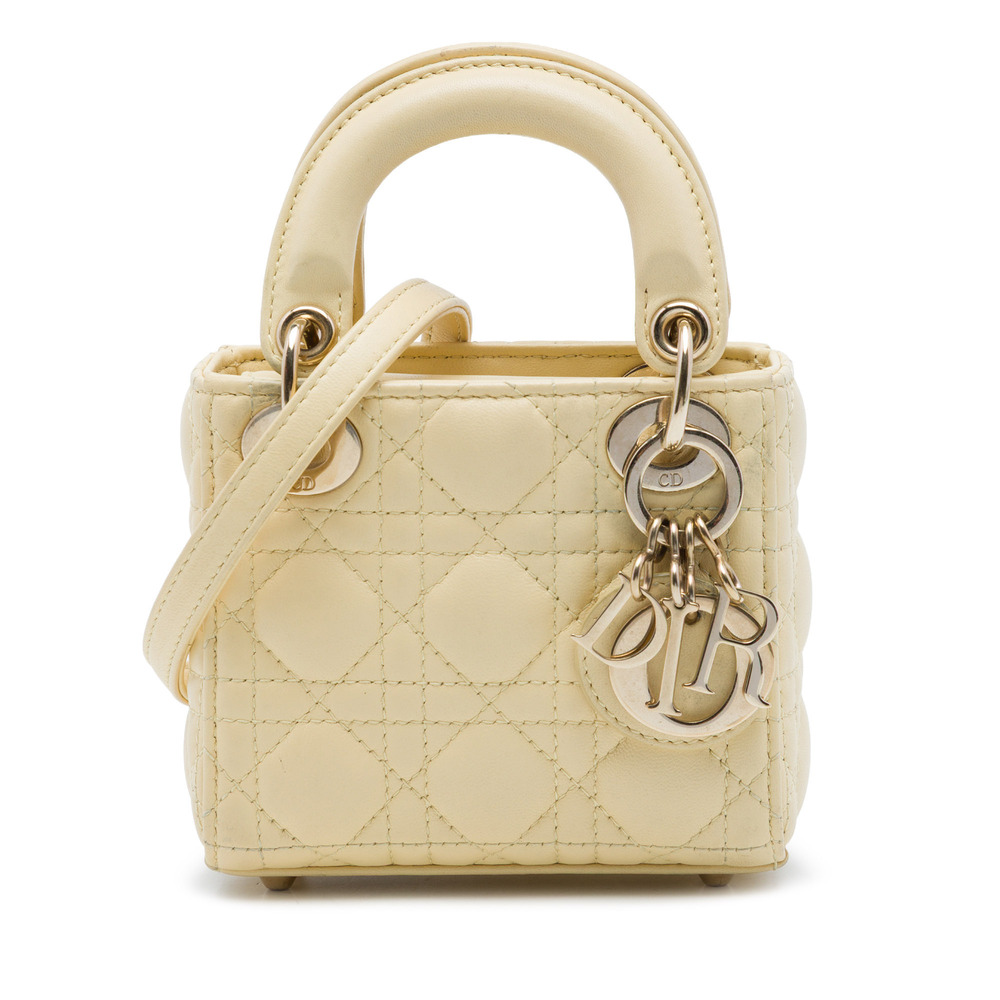 Pre-Loved Dior Micro Lambskin Cannage Lady Dior